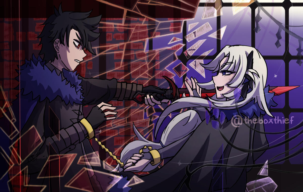 Inverse Triangle Composition - Focused on two characters from a story I'm working on